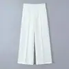 Pantalones rectos de moda INS transfronterizos de la marca Z, ropa de mujer europea y americana, tela jacquard, AliExpress, blanco, cómodos y casuales, ZA