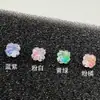 Piercing para Língua de Aço Titânio com Zircônia 5A Deslumbrante em Quatro Cores Gradiente Trevo de Quatro Folhas para Meninas Modernas, Estilo Nicho Doce e Descolado, Transfronteiriço Europeu e Americano