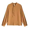 MM2023 Primavera Nueva Moda Color Holgada Manga de Linterna Camisa de Gasa para Mujer Manga Larga Top Estilo Coreano Camisa 497