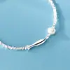 Pulsera de Plata de Ley S925 Fresca y Sencilla con Diseño de Pez, Dulce Pulsera Estilo Ins de Peces Pequeños Perla y Plata Rota S8080