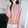 Cárdigan de punto con estilo cruzado simple, 100% hilo de algodón puro, manga larga, cuello redondo, abrigo suéter para mujer, top ajustado, exterior 100% algodón