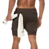 Shorts Esportivos Queimam Músculos Masculino Camada Dupla Combinação de Cores Toalha Pendurada Fitness Corrida Respirável Cor Sólida Calças Amazon