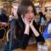 Pañuelo de Seda Negro con Lunares Vintage para Mujer 2026 Nuevo Estilo Coreano de Alta Gama Cinta Larga Pañuelo Versátil Cinta para el Cabello