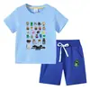 Traje de Dos Piezas de Algodón Estilo Coreano para Niños, Camiseta de Manga Corta y Pantalones, Nuevo Estilo Verano 2026, Cuello Redondo, Manga Corta