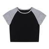 Top de Mujer de Manga Corta con Bloques de Color Estilo Coreano de Cintura Alta Tendencia Ins Versátil Estudiante Verano 2026 Nuevo Crop Top Camiseta para Mujer