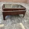 Estufa de Buffet Cuadrada y Redonda de Acero Inoxidable Transfronteriza, Calentador de Comida, Estufa Aislante con Acabado de Madera, Estufa de Buffet Comercial para Hotel