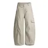 Calça Workwear Retro Americana de Perna Curva para Homens, Cleanfit Tendência Street Style Larga de Perna Larga Longa