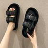 Slippers de felpa con suela gruesa talla grande transfronterizos para mujer, nuevos de otoño e invierno 2024, moda, hebilla de cuero, zapatillas de algodón peludo
