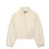 Roupas femininas transfronteiriças novas: jaqueta curta de algodão casual simples com gola alta e silhueta de manga longa nos ombros