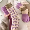Meias Quentes Espessas de Meia-Panturrilha Outono/Inverno para Mulheres, Meias Espessadas de Maternidade para Inverno, Meias de Chão para Dormir, Meias de Cano Longo