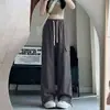 Pantalones de trabajo de algodón puro color caqui, pierna ancha, unisex, adecuados para primavera y otoño, casuales, corte holgado, versátiles, color liso, pierna recta, largos