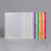 Bolsa de Hojas Sueltas Transparente con Cremallera y Agujeros de Lentejuelas A4A5A6 Bolsa para Documentos Impermeable Esmerilada Ecológica Bolsa para Documentos con Separadores
