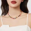 Nova Colar de Pedra Natural Turmalina Estilo Antigo Camisola Empilhada Colar Feminino Decorativo Colorido Corrente de Clavícula com Pedras Contas