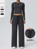 Conjunto de Yoga Europeo y Americano para Mujer Manga Larga Sensación Nude Agradable a la Piel Alta Elasticidad Transpirable Ropa Deportiva Casual para Fitness 62530+62331