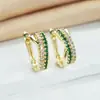 Pendientes Populares de Circonita de Venta Caliente Transfronteriza Europeos y Americanos para Mujer, Pendientes de Circonita Doble Fila Blanco y Negro Modernos y Sencillos, Venta al por Mayor de Pendientes