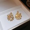 Brincos de olho de gato com flor de diamante dupla face, requintados e leves, brincos de luxo, elegantes e modernos, para outono e inverno