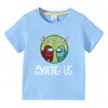 Ropa infantil Among Us camiseta de verano de manga corta para niños y niñas camiseta básica de dibujos animados camiseta de manga corta para bebé top de moda