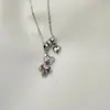 Colar com Pingente de Urso Estilo Leve e Fresco Rosa Dopamina Coração Zircônia Corrente para Suéter