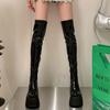 Moda Europea Tendencia Versátil Suela de Plataforma Tacón Súper Alto Botas Largas 2025 Nuevas Cremallera Lateral Suela Gruesa Elásticas Hasta la Rodilla