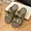 Sandalias de Suela Gruesa con Doble Hebilla Estilo Coreano Retro Casual Moda Simple 2026 Nuevo Estilo con Chanclas de Una Tira Zapatos