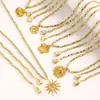 Collar Ins Retro Cuadrado Roto Plata Bohemio Girasol Ccb Acero Inoxidable Colgante Estilo Largo para Mujeres