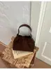 Bolso cubo de ante portátil, moderno, casual, elegante, de alta apariencia, con cordón, versátil y moderno, popular en línea, bolso de un solo hombro cruzado