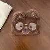 Chapéu de Tricô Novo Outono e Inverno para Mulheres, Quente, Grande Circunferência da Cabeça, Bonito Gato de Desenho Animado com Óculos, Chapéu de Lã com Proteção para as Orelhas
