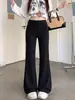 Calça de yoga cinza estilo americano boca de sino para mulheres, nova coleção primavera/verão, cintura alta, fluida, casual, com cintura marcada, modeladora e de comprimento total para esportes