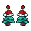 Pendientes de Navidad transfronterizos europeos y americanos, pendientes clásicos de árbol de Navidad con cuentas de metal, pendientes de moda de reno y lazo con pedrería