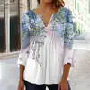 Camiseta básica de manga corta con cuello en V y botones plisados para mujer, moda europea y americana transfronteriza de primavera y verano de 2023