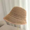 Chapéu de Pescador Respirável Vazado de Alta Qualidade na Cor Azul para Mulheres, Chapéu Bucket de Cor Sólida com Proteção Solar Que Faz o Rosto Parecer Menor, Novo Estilo de Verão