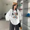 Sudadera con Capucha de Gato de Dibujos Animados Blanca y Gris para Mujer 2026 Nueva Otoño e Invierno Sudadera Estilo Coreano Conjunto Minimalista Top Chaqueta