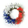Guirnalda de Ratán para el Día de la Independencia Americana y el Día Nacional Transfronterizo Flores Artificiales Falsas Accesorios Festivos Rojos Blancos y Azules Decoración de Ratán
