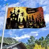 Bandeiras de Halloween para Exterior com Suprimento Transfronteiriço, Bandeiras Divertidas e Peculiares com Tema de Castelo de Abóbora e Fantasma para Decoração de Feriado