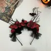 Velo negro de princesa oscura pasador de lazo luminoso pinza superior accesorios para el cabello tocado de Halloween accesorios para fotos de niña