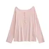 Puro Deseo de un Hombro Descubierto Holgada Casual Estilo Perezoso Camiseta de Manga Larga Cubre-Traje Verano Nuevo Delgado Versátil Top