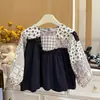 Nueva Camisa de Muñeca Patchwork Estilo Coreano 100% Algodón para Niñas Otoño Moda para Bebés Camisa para Niños Top Ropa para Niños Estilo de Moda