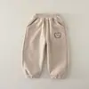 Pantalones de otoño e invierno forrados de polar para niños, pantalones largos para bebés y niños pequeños, pantalones deportivos casuales de polar gruesos y elegantes para niñas, ropa de invierno de moda