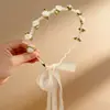 Diadema Nueva Estilo Perla Rosa con Cinta de Flores, Accesorio para el Cabello de Mujer, Tocado para Dama de Honor, Pasador para el Cabello Dulce con Lazo, Disponible para Venta al por Mayor Mixta