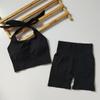 Roupa de Ginástica Conjunto de Duas Peças Sutiã de Amarrar no Pescoço Sexy Dança Reunião Yoga Shorts de Cintura Alta Pêssego Secagem Rápida Conjunto Esportivo