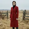 Casaco de Lã Dupla Face Estilo Passeio para Mulheres, Modelo Longo com Cintura de Amarrar, Emagrecimento, Roupa de Outono e Inverno de Lã
