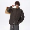 Camisa retro de moda de corte holgado, nueva colección de otoño, camisa jacquard de manga larga con estampado integral de estilo callejero, prenda exterior holgada con cuello