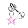 ¡Wow, Joyería para Piercing Personalizada Cabeza de Bala Estrella de Cinco Puntas Redonda Marquise Circonita Pendientes de Barra Recta F136 Aleación de Titanio