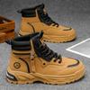Zapatos de Hombre de Otoño Nuevas Botas de Caña Alta Hombres Estilo Retro Británico Suela Gruesa Resistentes al Desgaste Zapatos de Trabajo Botas Cortas Casuales para Exteriores