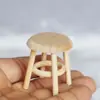 [Tomada de fábrica] 1:12 casa de bonecas casa de bonecas mini móveis modelo liso de madeira maciça pequeno banco redondo pequeno