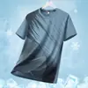 2025 Nueva Camiseta de Manga Corta de Seda de Hielo para Hombre Verano Cuello Redondo Media Manga Secado Rápido Ropa Exterior Ligera Transpirable Ropa Deportiva
