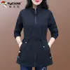 Cortavientos Woodpecker para Mujer 2025 Primavera y Otoño Nuevo Jacket Coreano Suelto de Cintura Adelgazante de Longitud Media