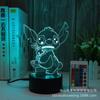 Animación transfronteriza Stitch Serie 3D luz nocturna novedad creativa táctil colorida de noche regalo lámpara de mesa led