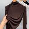 Camiseta Básica de Cuello Alto para Mujer 2025 Nueva Ropa Europea para Mujer Sexy Estilo Malla Camisa Pequeña con Top Elegante y Elástico
