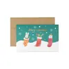 Cartão de felicitações criativo fofo de desenho animado para crianças de Natal com douramento Cartão com mensagem de bênção de Natal Papai Noel boneco de neve